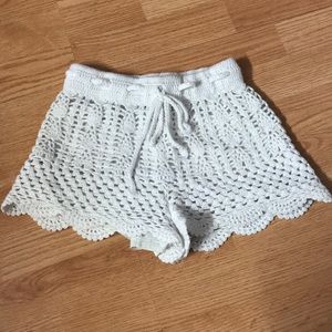 soft white crochet shorts
